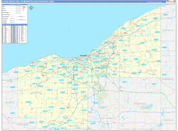 Cleveland-Elyria Metro Area Wall Map Basic Style 2023